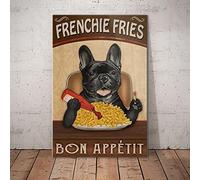 Snowsun Letrero de metal de metal con texto en inglés "Frenchie Fries Bon Appetit", de aluminio, vintage, para decoración de pared del hogar, jardín, oficina, 8 x 12 pulgadas