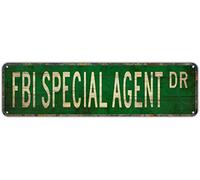 snowsun Letrero de metal del FBI SPECIAL AGENT DR, letreros vintage retro de estaño, placa de aluminio para dormitorio, cocina, jardín, pared, bar, club, café, decoración del hogar, 4 x 16 pulgadas