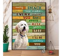 snowsun Letrero de metal Goldendoodle con texto en inglés "I'll Be Watching You", letrero de satén vintage divertido retro de aluminio para el hogar, patio, jardín, bar, al aire libre, 8 x 12 pulgadas