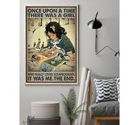 Snowsun Letrero de metal Once Upon A Time There Was A Girl Who Really Loved Scrapbooking It Was Me The End letrero divertido retro vintage de aluminio para el hogar, jardín, café, decoración de pared
