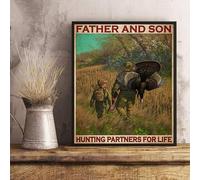 Snowsun Letrero de metal para colgar con texto en inglés "Partners For Life" con texto en inglés "Father and Son Hunting Tin Funny Retro Vintage Aluminum Sign for Life" para el hogar, dormitorio, baño