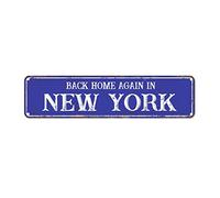 snowsun Letrero de metal retro con texto en inglés "Back Home Again in New York", de aluminio, para cocina, hogar, jardín, pared, bar, cafetería, decoración de 10 x 40 cm