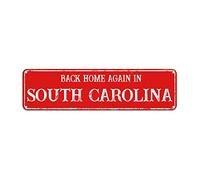 snowsun Letrero de metal retro con texto en inglés "Back Home Again in South Carolina" para cocina, hogar, jardín, pared, bar, cafetería, decoración de 10 x 40 cm