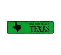 snowsun Letrero de metal retro con texto en inglés "Back Home Again in Texas", de aluminio, para cocina, hogar, jardín, pared, bar, decoración de 4 x 16 pulgadas