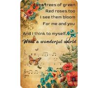 snowsun Letreros de metal con texto en inglés "I See Trees of Green Red Roses Too What A Wonderful Life", letrero de aluminio vintage, decoración de pared para sala de estar, dormitorio, jardín, patio