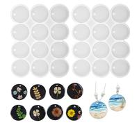 Snowtain 2 Pieces Round Resin Key Ring Molds,12 Cavities Key Ring Round Silicone Mold,Round Silicone Key Rings Mold Silicone Mold for Resin Casting Necklace Earrings Pendant