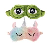 Snowtain Schneespitze 2 Piezas Máscara del sueño,Máscara de Ojo,Dibujos Animados Tapa del Ojo,Antifaz para Dormir Anti-Luz 3D Ojo de la Rana Cubierta Unicornio de Dibujos Animados Máscara