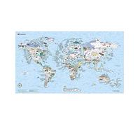 Snowtrip Map by Awesome Maps - Mapa mundial ilustrado para los aficionados al esquí y al snowboard - Reescribible - 97.5 x 56 cm