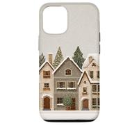 Snowy Christmas Houses Row Cozy Winter Town Art Carcasa para iPhone 12/12 Pro