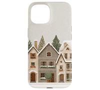 Snowy Christmas Houses Row Cozy Winter Town Art Carcasa para iPhone 15
