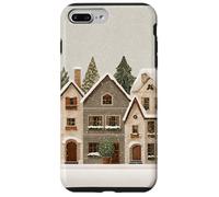 Snowy Christmas Houses Row Cozy Winter Town Art Carcasa para iPhone 7 Plus/8 Plus