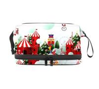 Snowy Christmas Wonderland Paradise - Bolsa de cosméticos de doble capa para mujeres y niñas, neceser de viaje, bolsa organizadora de maquillaje con compartimento para cepillos, multicolor, 27x15x14