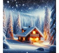 Snowy Cottage Diamond Art Kits for Adults,5D Winter Scenery Diamond Painting Kits for Beginner DIY Round Full Drill Embroidery Cross Stitch Diamond Dots Craft for Home Wall Decor Gifts 20x20 cm