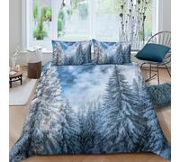 Snowy Mountain Landscape Funda Edredon Juego de Ropa de Cama de 3 Piezas Impresión 3D Cierre de Snowy Mountain Paisaje Funda de Edredón Funda de Almohada a Juego for Adultos King（220x240cm）