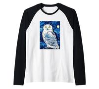 Snowy Owl (Hedwig) - Pintura Nocturna Estrellada para Hombres, Mujeres y niños Camiseta Manga Raglan