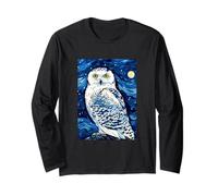 Snowy Owl (Hedwig) - Pintura Nocturna Estrellada para Hombres, Mujeres y niños Manga Larga