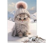 Snowy Paws and Hat Puzzle De 1000 Piezas Rompecabezas para Adultos Rompecabezas 1000 Piezas para Adultos para Amantes O Amigos Rompecabezas Imposable 1000pcs (75x50cm)
