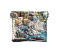 Snowy Pines - Monederos blancos sin cremallera, bolsa de maquillaje pequeña para mujer, Seaside Town Blue 2, Talla única, Seaside Town Blue