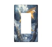Snowy Western Dragons - Cubierta decorativa para interruptor de luz, 1 banda, basculante individual, placa frontal eléctrica de montaña de nieve de fantasía para cocina, baño, decoración de cubierta