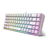 Snpurdiri 60% de Teclado para Juegos Teclado ergonómico pequeño RGB silencioso Compacto con retroiluminación para Windows, PC, Ordenador portátil, Gaming (68 Teclas),Blanco