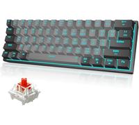 Snpurdiri 60% teclado mecánico para juegos con cable, 61 teclas anti-ghosting, retroiluminación LED azul, dos soportes ultracompactos (eje rojo/negro gris)