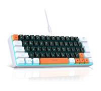 Snpurdiri 60% teclado para juegos con cable, 63 teclas RGB retroiluminado pequeño teclado para juegos para PC, jugador, mecanógrafo, viajes, fácil de llevar en viajes de negocios (negro-blanco-naranja