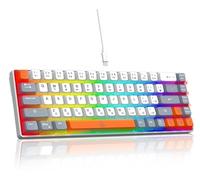 Snpurdiri 60% Teclado para Juegos, Mini Teclado ergonómico para Juegos, Teclado Compacto retroiluminado RGB para Windows, PC, portátil, Juegos (68 Teclas, Blanco, Gris y Naranja)