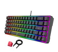 Snpurdiri 60% teclado para juegos, mini teclado retroiluminado arco iris, placa de acero integrada, teclado de membrana pero sensación súper mecánica para jugadores de PC con Windows (68 teclas, arco