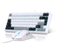 Snpurdiri Combo de teclado y mouse con cable, teclado mecánico compacto de 81 teclas, teclas redondas retro, teclado retroiluminado azul hielo para juegos para laptop, fácil de llevar en viajes de