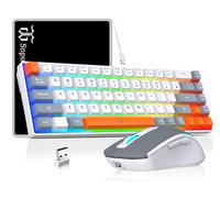 Snpurdiri Combo de teclado y mouse inalámbricos para juegos, batería recargable de 2000 mAh retroiluminada, mini teclado mecánico + ratones RGB populares para juegos, oficina de negocios (gris, blanco