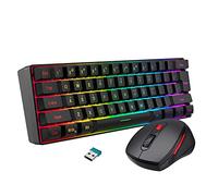 Snpurdiri Combo de teclado y mouse inalámbricos para juegos de 2.4 G, incluye mini teclado 60% de tacto comercial, mouse inalámbrico de diseño ergonómico