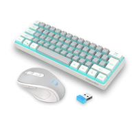 Snpurdiri Combo de teclado y mouse inalámbricos para juegos de 2.4 G, incluye mini teclado retroiluminado RGB con sensación mecánica al 60 %, mouse inalámbrico pequeño ergonómico de tacto vertical