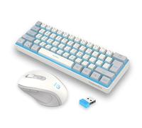 Snpurdiri Combo de teclado y mouse inalámbricos para juegos de 2.4 G, incluye mini teclado retroiluminado RGB con sensación mecánica al 60 %, mouse inalámbrico pequeño ergonómico de tacto vertical