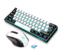 Snpurdiri Combo de teclado y mouse inalámbricos para juegos de 2.4 G, incluye mini teclado retroiluminado RGB 60% de sensación comercial, ergonómico y vertical pequeño mouse inalámbrico (blanco y