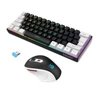 Snpurdiri Combo de teclado y mouse inalámbricos para juegos de 2.4 G, incluye un pequeño teclado 60% de tacto comercial, diseño ergonómico mini mouse (blanco y negro)