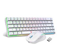 Snpurdiri Combo de teclado y mouse para juegos 60% inalámbricos, retroiluminación LED, batería recargable de 2000 mAh, mini teclado antifantasma de tacto mecánico + mouse 6D 3200 DPI para juegos,