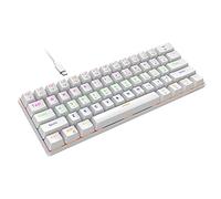 Snpurdiri Teclado mecánico con cable 60% para juegos, interruptor azul, teclado de 61 teclas con retroiluminación RGB y doble pie, color blanco ultra compacto