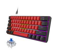 Snpurdiri Teclado mecánico para juegos 60% con cable, retroiluminación LED, 60% teclado para juegos para Windows, laptop, PC, Mac (interruptores negros-rojo, azul)