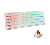 Snpurdiri Teclado mecánico para juegos al 60 % con cable, retroiluminación RGB de 61 teclas, teclado pequeño para juegos (blanco, interruptores rojos)