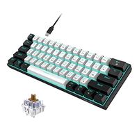Snpurdiri Teclado mecánico para juegos al 60% con cable, retroiluminado LED azul hielo, 61 teclas, mini teclado de oficina con cable para Windows, laptop, PC, Mac (interruptores negro-blanco, marrón)
