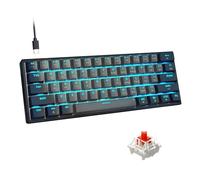Snpurdiri Teclado mecánico para juegos al 60 % con cable, retroiluminado LED azul hielo, 61 teclas, mini teclado de oficina con cable para Windows, laptop, PC, Mac (interruptores negros-grises, rojos)