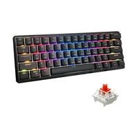 Snpurdiri Teclado mecánico para juegos con cable con 60 % de junta, retroiluminado RGB, 61 teclas, mini teclado para juegos (interruptores negros, rojos)