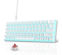 Snpurdiri Teclado mecánico para juegos con cable, tamaño del 60%, 61 teclas anti-fantasma, iluminación LED azul, ultracompacto, dos estándar (interruptor rojo/blanco azul hielo)