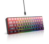 Snpurdiri Teclado para juegos 60% con cable, 61 teclas RGB retroiluminadas, ultra compacto, para jugadores de PC/Mac, mecanógrafo, viajes, fácil de llevar en viajes de negocios (rosa-negro)