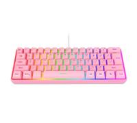 Snpurdiri Teclado para juegos 60% con cable, mini teclado ultra compacto retroiluminado RGB verdadero, teclado impermeable con 61 teclas para jugadores de PC/Mac, mecanógrafos, viajes de negocios