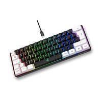 Snpurdiri Teclado para juegos con 60% con cable, pequeño, portátil, compacto, para PC, Mac, Oficina, Gaming (61 teclas, alfabeto alemán, blanco y negro)