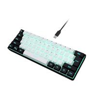 Snpurdiri Teclado para juegos con cable al 60 %, retroiluminación RGB, mini teclado ultracompacto con cable desmontable, color blanco y negro