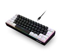 Snpurdiri Teclado para juegos con cable al 60 %, teclado para juegos de membrana retroiluminada RGB pequeño, ultra compacto, mini teclado impermeable para PC, computadora, jugador, blanco y negro