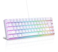 Snpurdiri Teclado para juegos con cable al 65 %, 68 teclas RGB retroiluminadas, ultra compacto, para jugadores de PC/Mac, mecanógrafo, viajes, fácil de llevar en viajes de negocios, color blanco