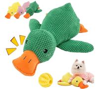 Snrtevu 2026 Upgraded Calming Duck Toy for Dogs, Yellow Duck Dog Toy with Quack Sound, Soft Stuffed Plush Calming Dogs Toys (L-Green)